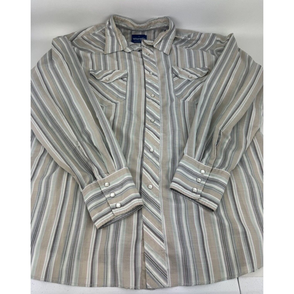Wrangler XL Multicolor Striped Western Long Sleeve Pearl Snap Button Up Shirt